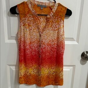 NY Collection Orange and Pink Ombre Floral Sleeveless Blouse